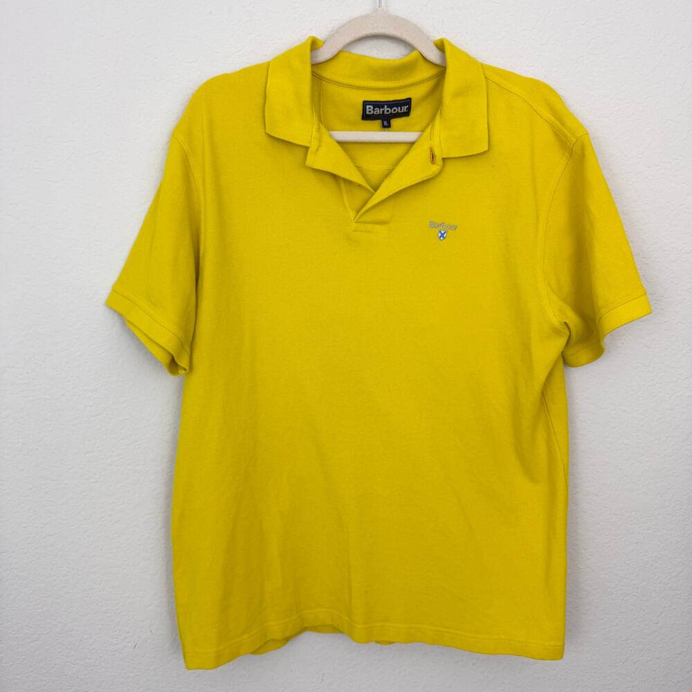 Barbour Mens Polo Shirt Size XL 100% Cotton Pique Summer Preppy Classic Yellow